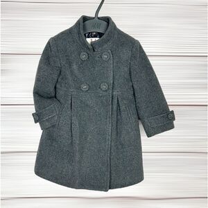 IL GUFO Girl’s Wool Blend Gray Pea Coat Wool Blend with Windproof Lining 2 years